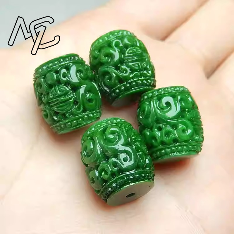 Beading - 5pc natural verde jade escultura contas