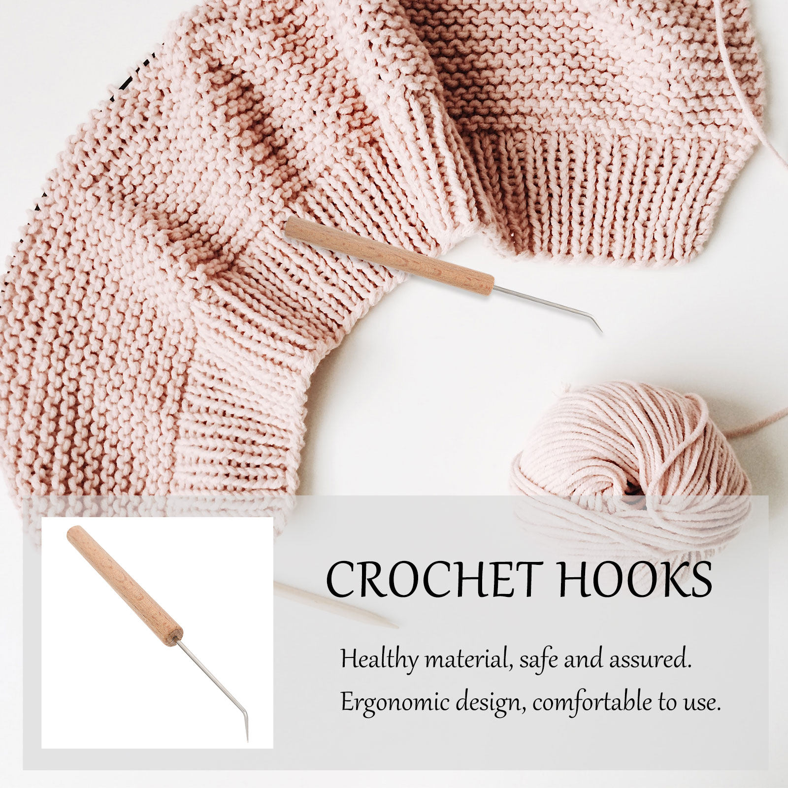 Wooden Crochet Hooks Ergonomic Handle - 1 unidade de agulha de crochê