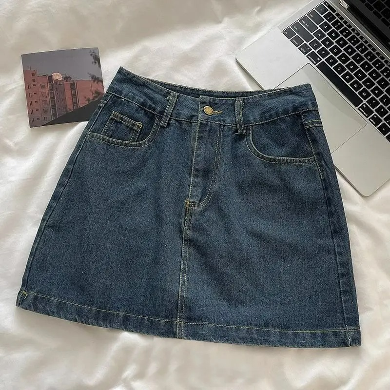 Embroidery - Conjunto de Saia Jeans Y2K: Jaqueta