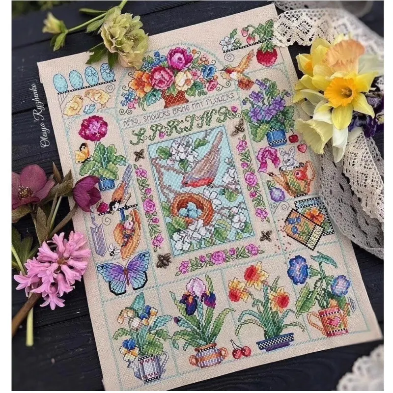 Cross Stitch Stamped Kits Beginners - 【CC2937 Spring Garden】 Kit de Ponto