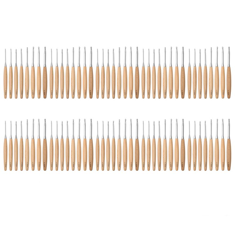 SEWS-80Pcs Agulhas de Crochê d - Wooden Crochet Hooks Ergonomic Handle avaliação e preço