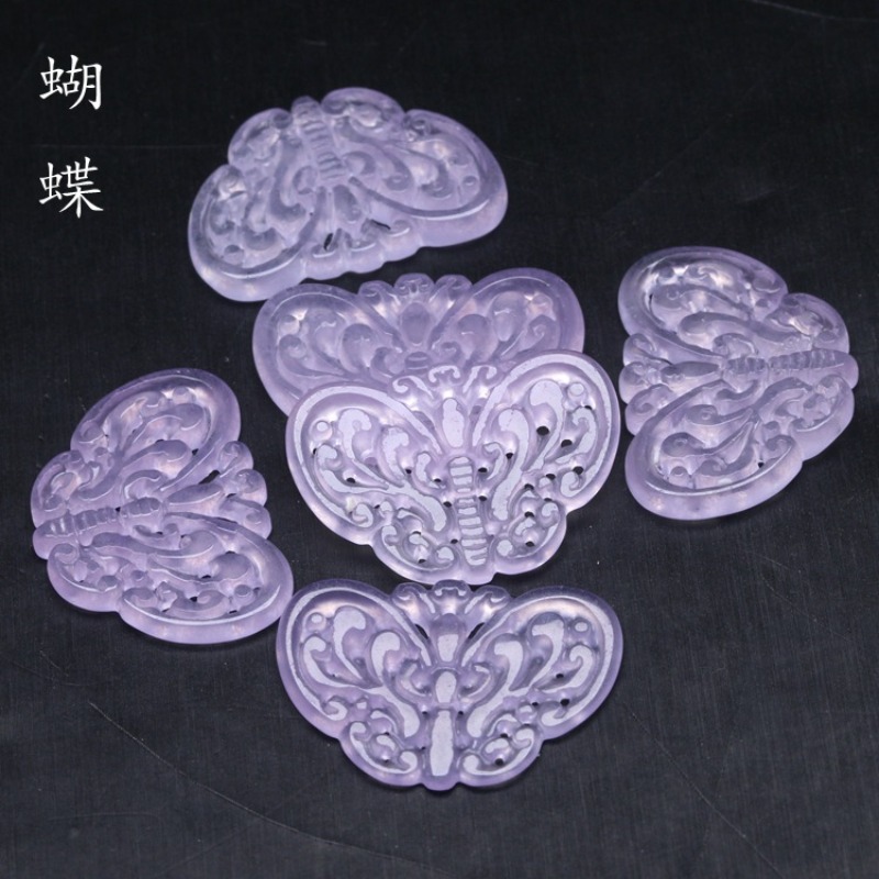 2pc natural roxo jade oco para - Beading avaliação e preço