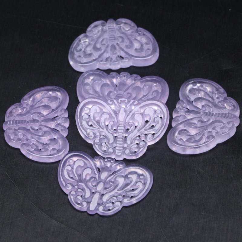 2pc natural roxo jade oco para - Beading avaliação e preço