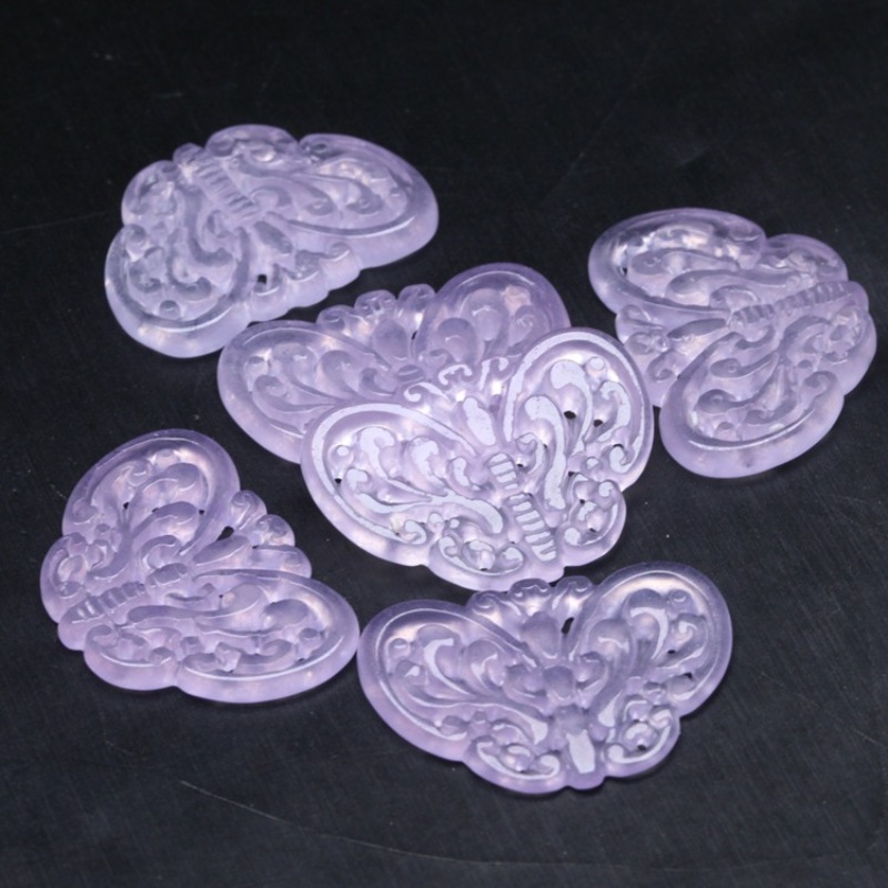 2pc natural roxo jade oco para - Beading avaliação e preço