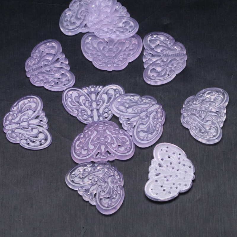 2pc natural roxo jade oco para - Beading avaliação e preço