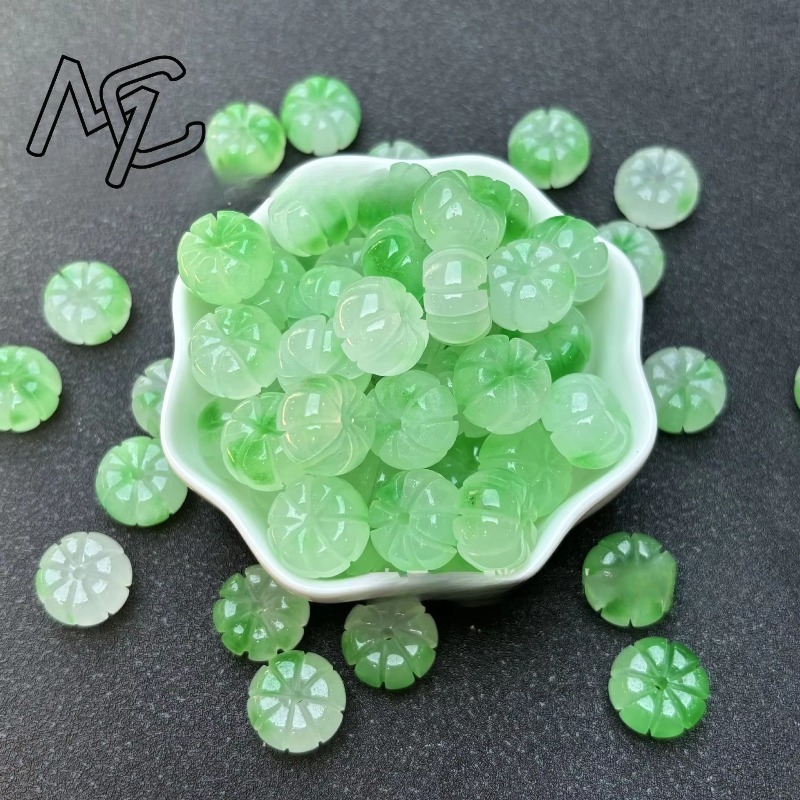 10 pçs um verde jade abóbora c - Beading avaliação e preço