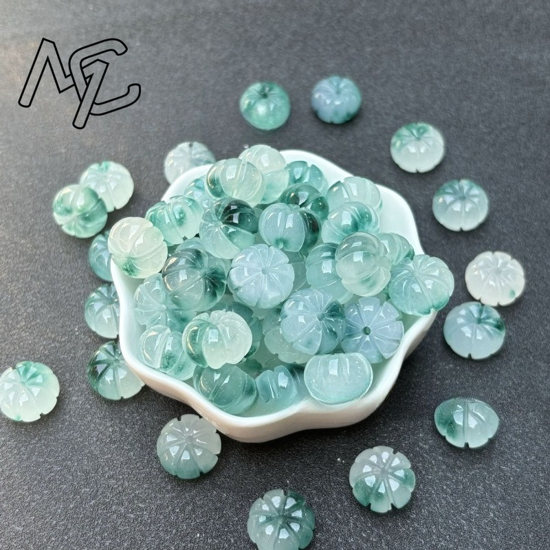 10 pçs um verde jade abóbora c - Beading avaliação e preço