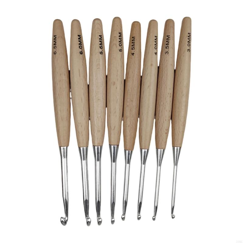 8 pçs gancho crochê ergonômico - Wooden Crochet Hooks Ergonomic Handle avaliação e preço