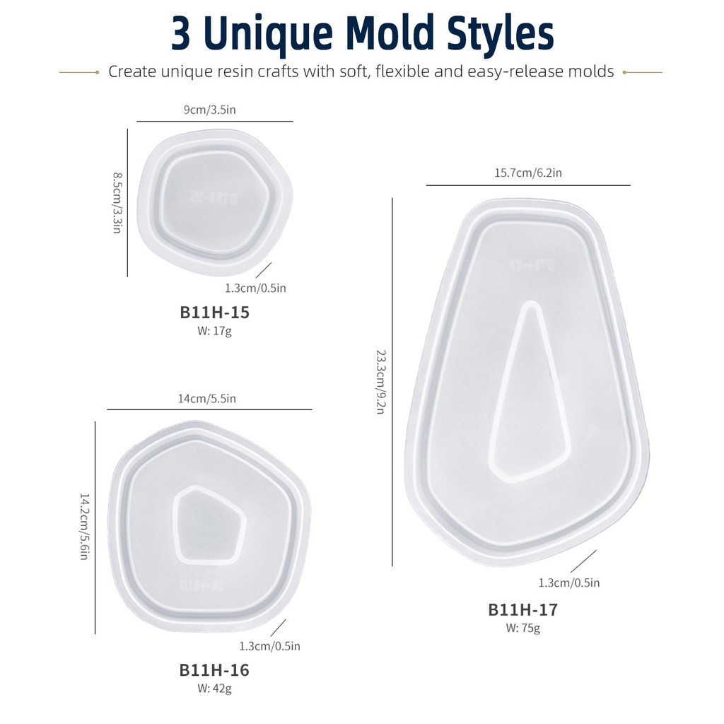 Conjunto de 3 Peças de Moldes  - Silicone Epoxy Resin Molds Set avaliação e preço