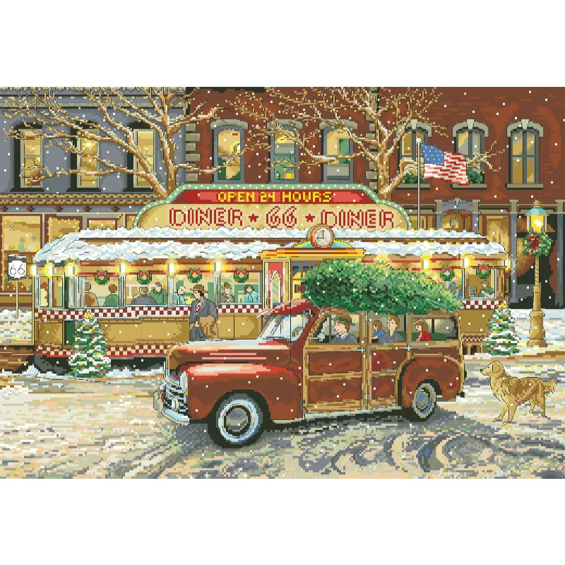[[CC5130-66 Route Christmas Re - Cross Stitch Stamped Kits Beginners avaliação e preço